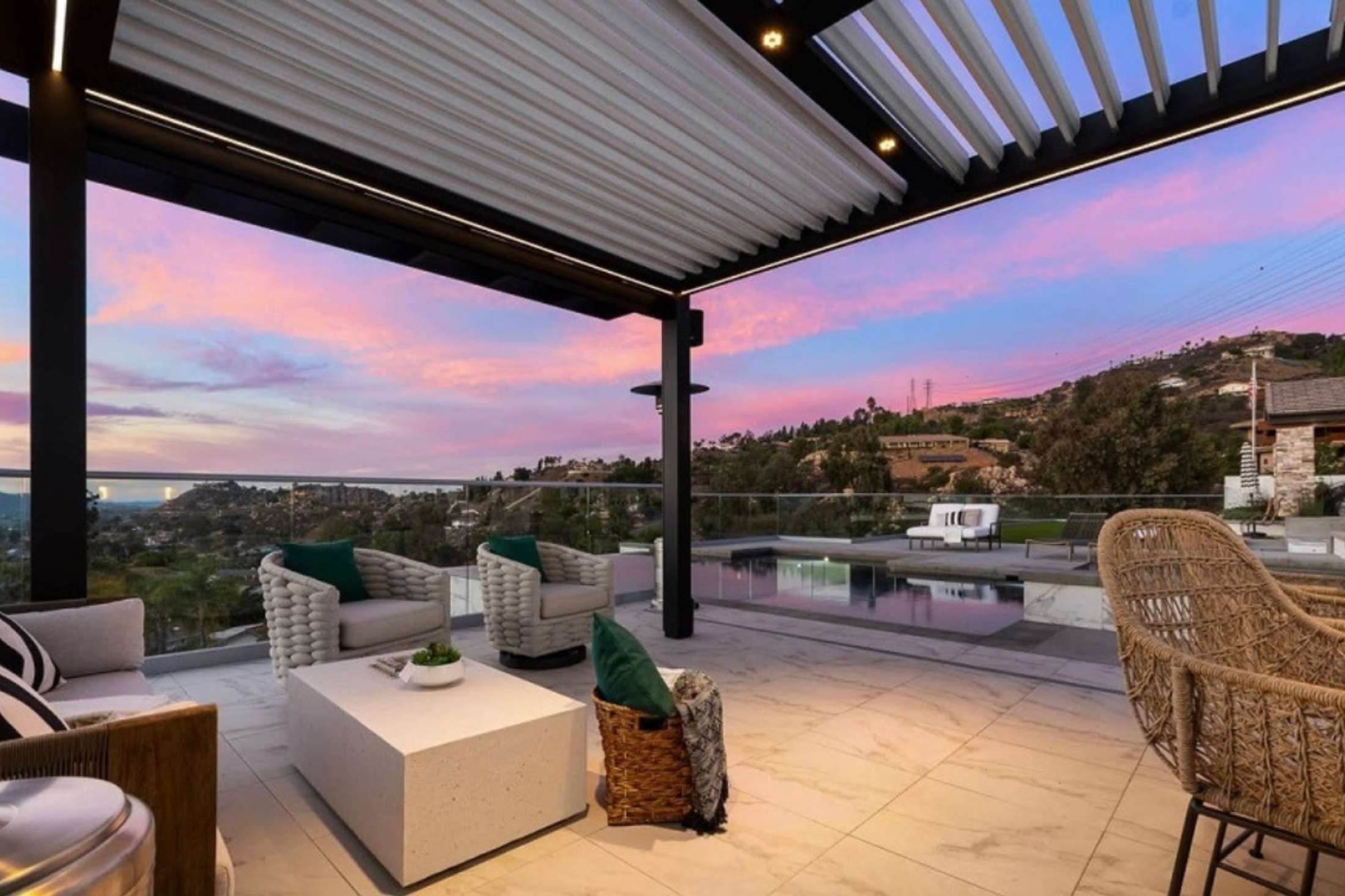 Signature louvered roof pergola installation