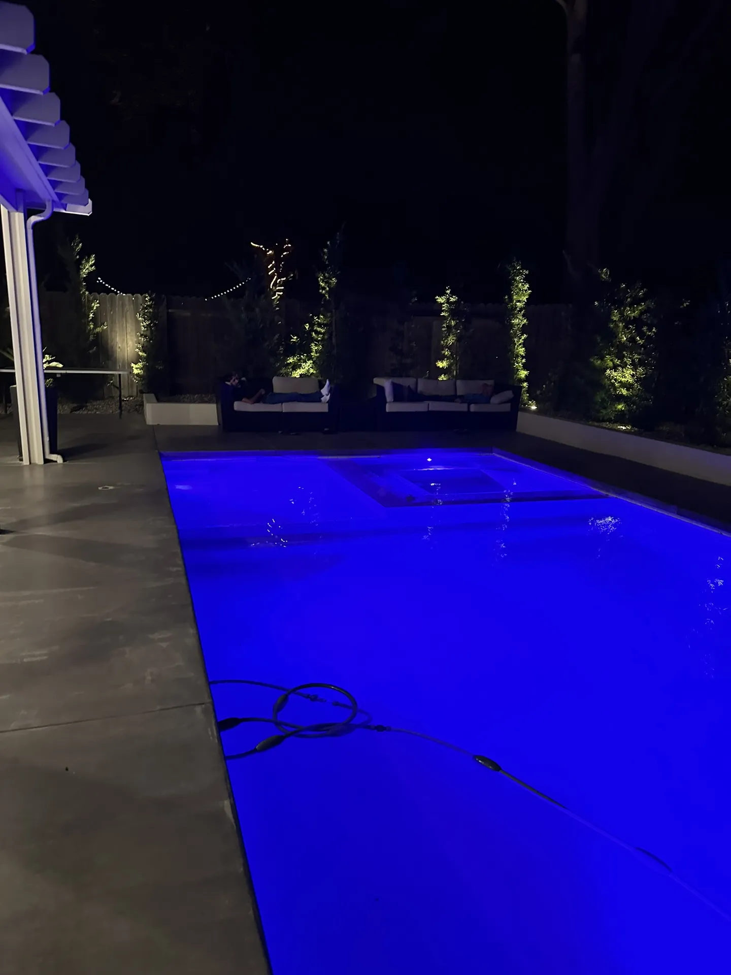 LED-Lit Pool at Night